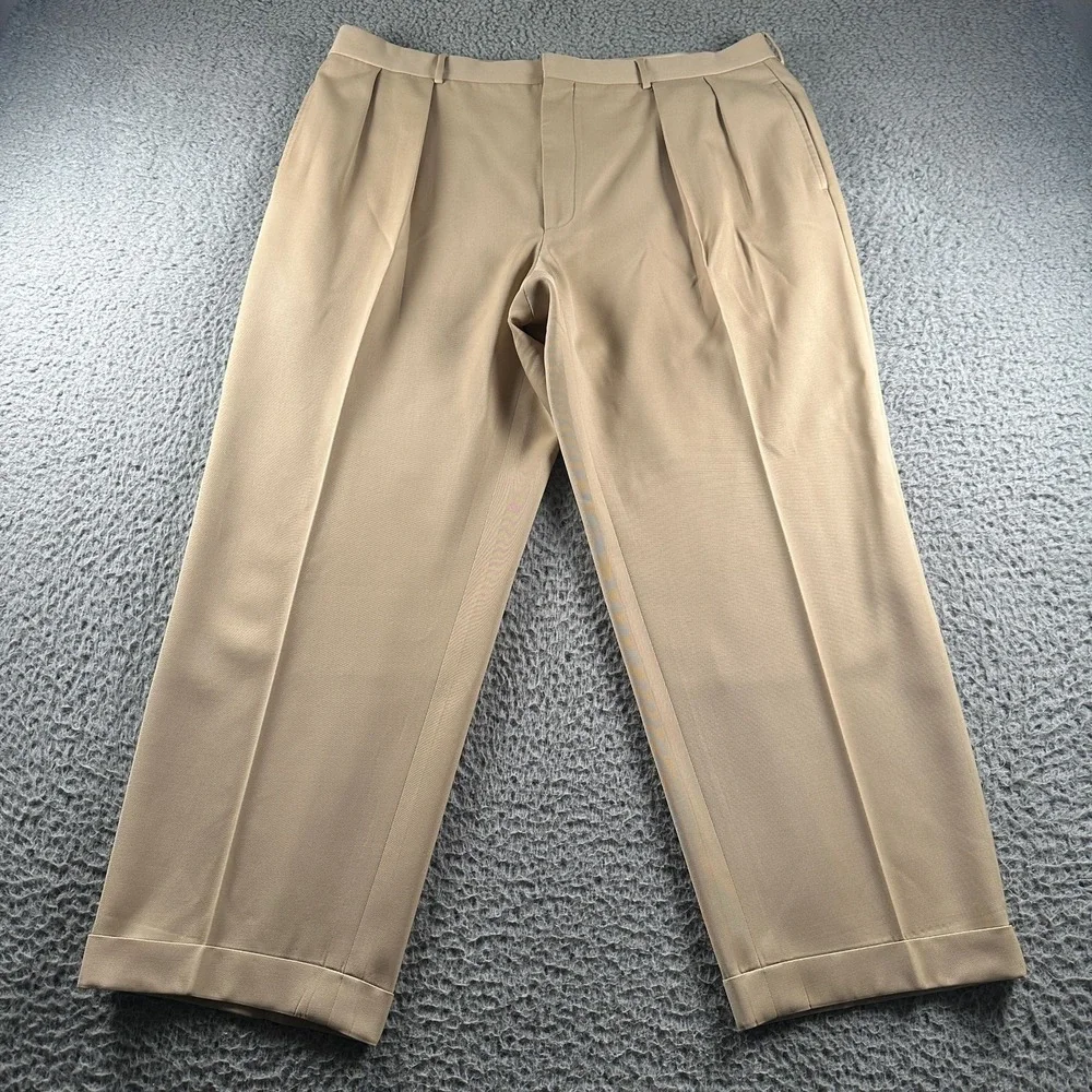 Vtg Polo Ralph Lauren Dress Pants Mens 40(38 Fit)Beige Pleated Virgin Wool Italy